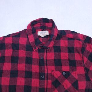 Boston Traders Buffalo Check Flannel Long Sleeve Button Up Shirt Mens Size M Red